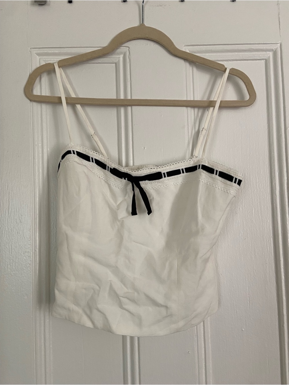 Astr White Cami with Black Trim and Front Bow
